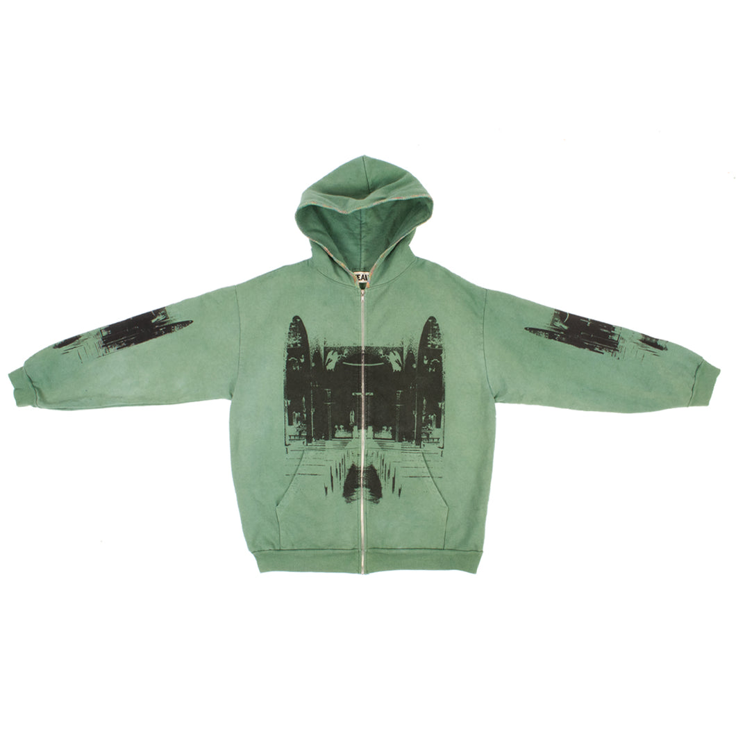 Hand Dyed Shadow Chapel Hoodie in Faded Green (2XL)