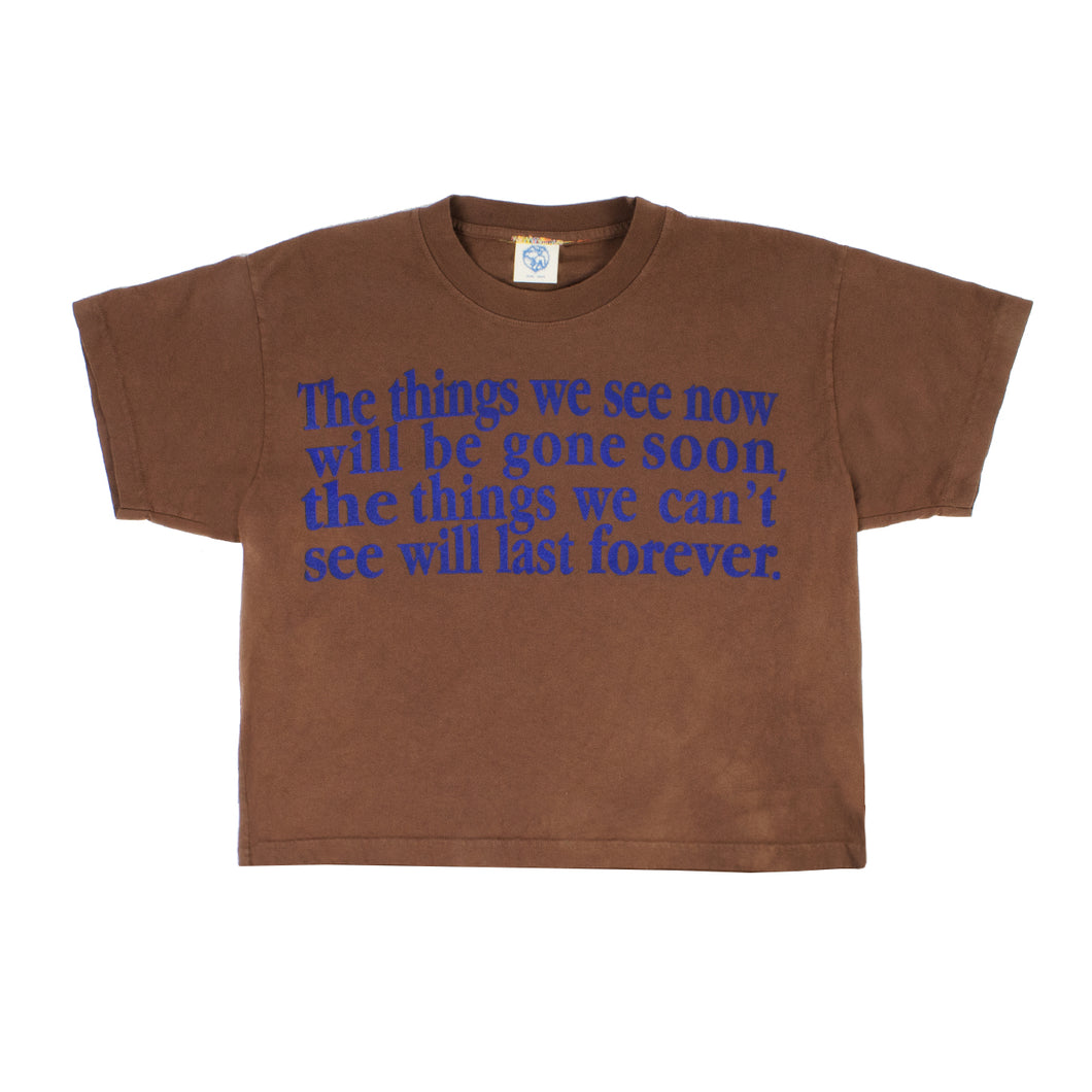 Hand Dyed Forever Cropped Tee in Brown (XL)