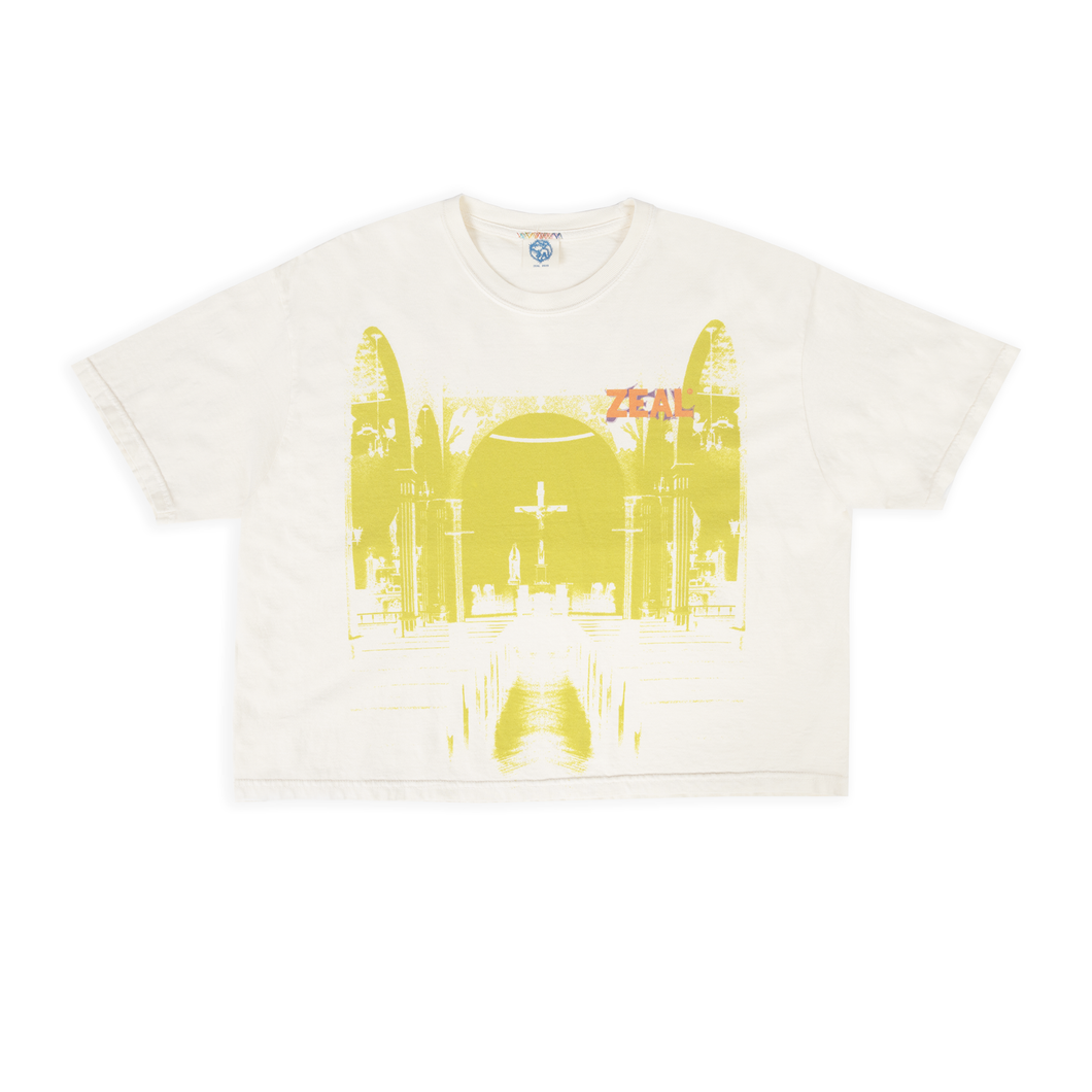 Chapel Logo Cropped Tee in Off-White