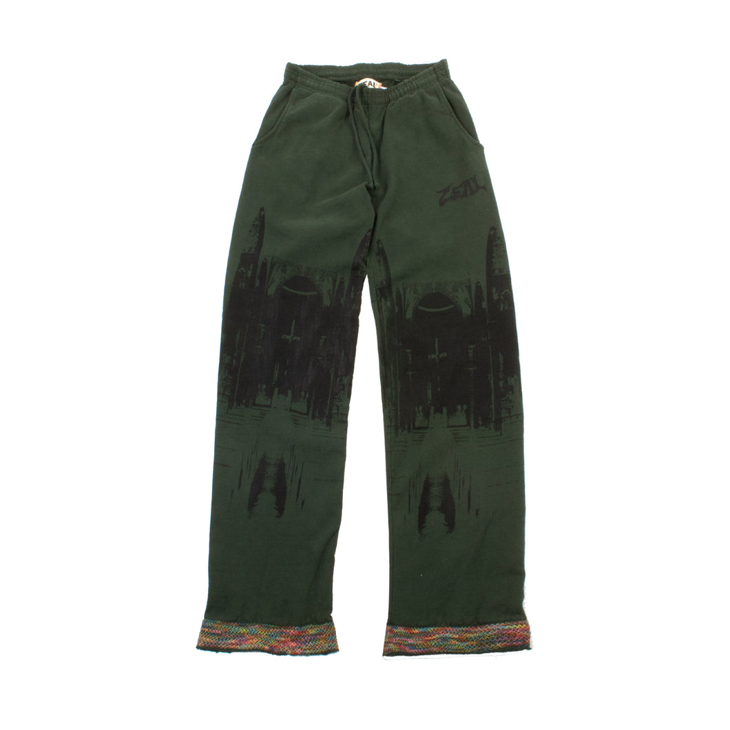 Shadow Chapel Gradient Stitch Sweatpants in Dark Green (XS)