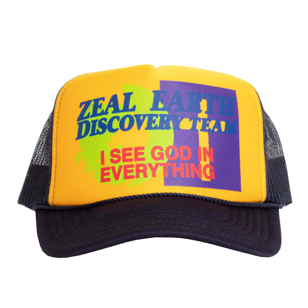 Earth Discovery Team Trucker Hat in Navy/Gold