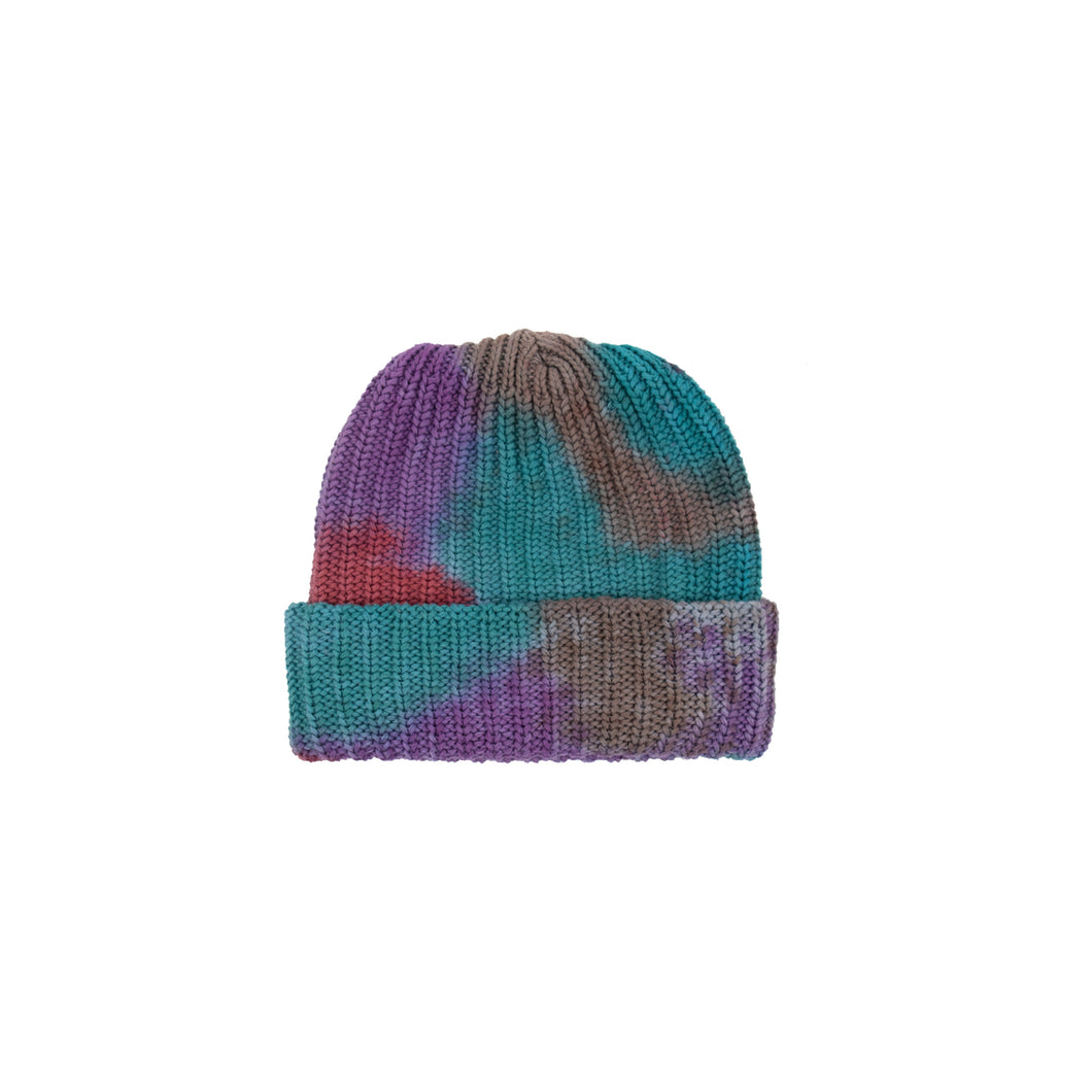 Hand Dyed Knit Beanie (Emerald, Brown, Purple & Red)