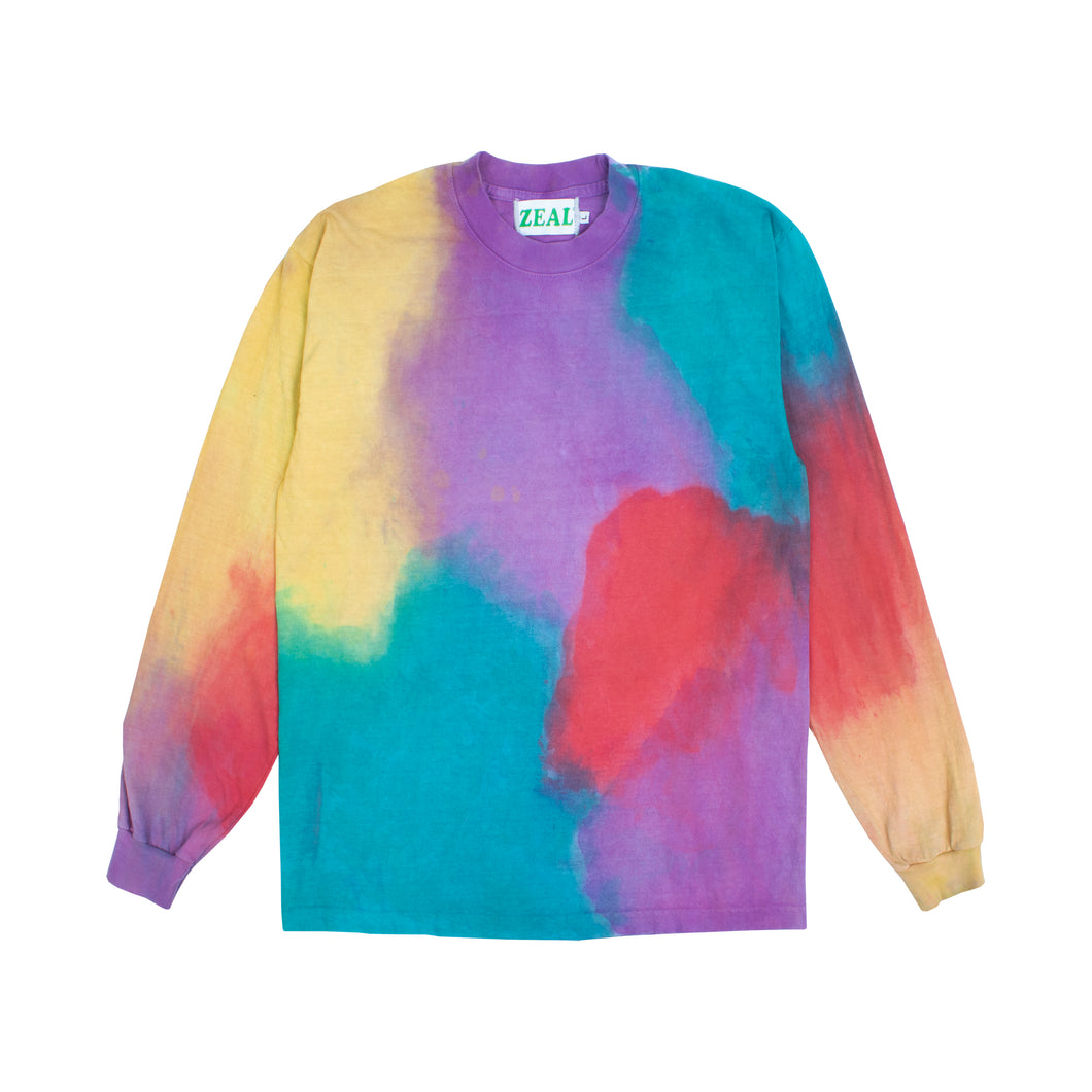 Hand Dyed Long Sleeve Color Block Tee