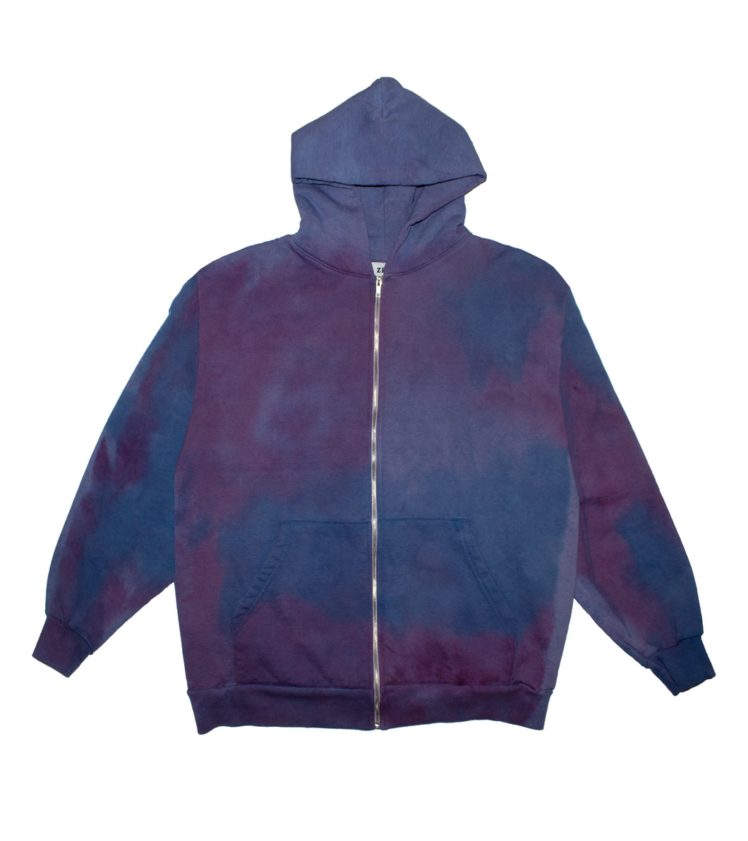 Hand Dyed Multi Color Zip-Up Hoodie - XL