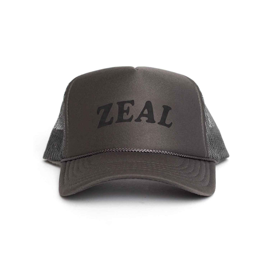 ZEAL LOGO Trucker Hat in Charcoal