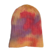 Load image into Gallery viewer, Hand Dyed Knit Beanie (gold/red/purple)

